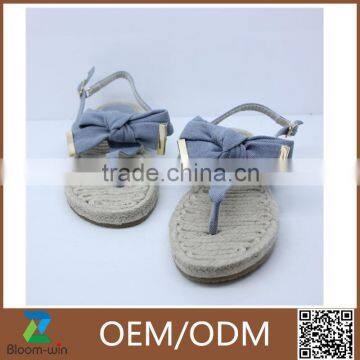 2016 Latest Lady Flat Sandal Shoes Comfortable Powderblue Sandal Shoes With Bowknot for Ladies