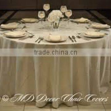 plain styled satin fabric table cover/ overlay for wedding banquet hotel