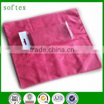 Ultra Soft suede microfiber towel sports logo with embossed private label                        
                                                Quality Choice