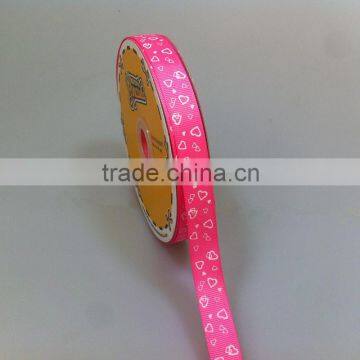 wholesales pink printed grosgrain ribbon 9mm-10mm curling love gift ribbon