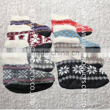 New Ladies Girls Knitted Lined Anti Slip/Skid Indoor Ankle Boot Slipper Socks non slip ankle socks