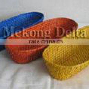 Woven Bamboo and Rattan Bread Basket Multi color