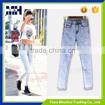 Europestyle in European Grand Women's High Waist Snowflakes Denm Pants Feet Pants Slim Pants photo-4