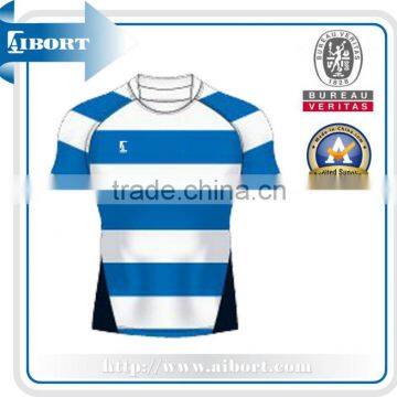 SUBRG-881 sublimated white blue striped rugby jersey                        
                                                Quality Choice