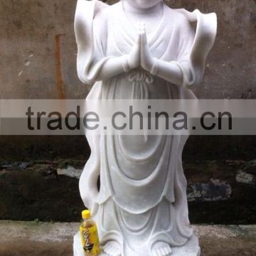 Male Baby Buddha Statue White Marble Stone Hand Carving Sculpture For Pagoda, Cave, Temple