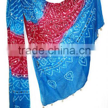 Indian Ladies Wedding Wear Designer Bandhej Cotton Dupatta / Stole