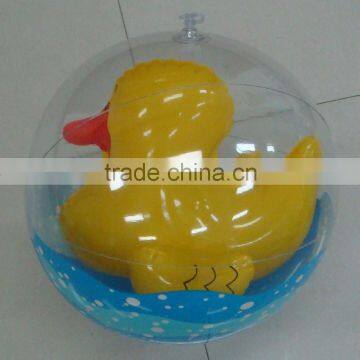 clear PVC inflatable duck beach ball