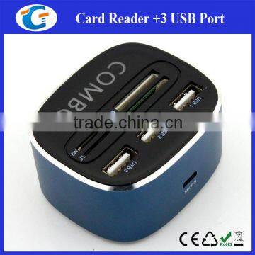 Small Mini Aluminum Cube 3 Ports USB 2.0 Hub
