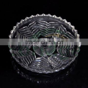 grand clear metasequoia leaves embossing glass dessert plate for dinner