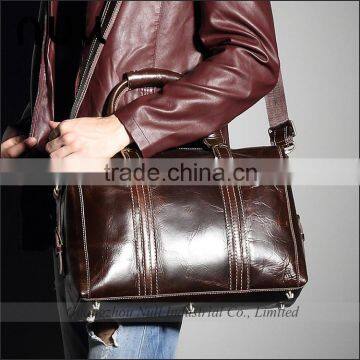 expandable brown italian leather weekender duffle travel bag