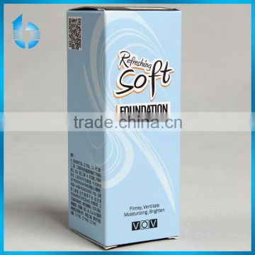 Custom made environmental light blue cosmetic package box for VOV Refreshing soft foundation