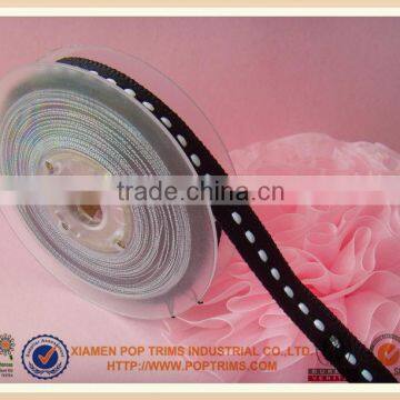 black saddle stitch gorsgrain ribbon in stock