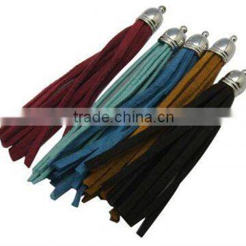 Suede Cord Pendants, with Platinum Color Copper Findings, Multicolor, Size: 10x83mm, hole: 2mm(LC-G002)