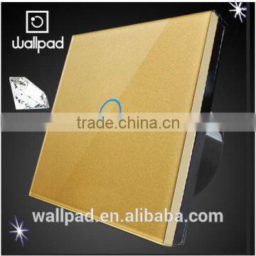 Alibaba New Products Wallpad Waterproof Gold Crystal Glass 110~250V 2 Gang Capacitive Touch Screen Wall Switch