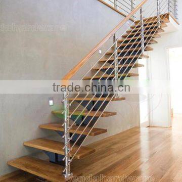 mono stringer steel staircase manufactured with stainless steel rod balustrade                        
                                                Quality Choice