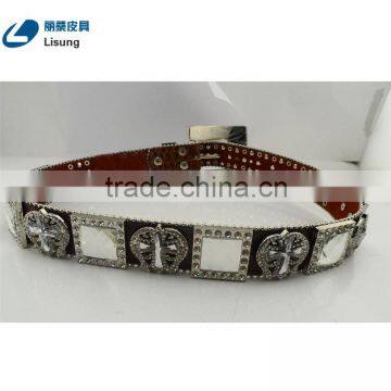 Men's Handmade Crocodile Leather Rhinestone Western Belts photo-4