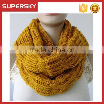 V-432 wholesale winter infinty chunky knitted hood scarf crochet circle cable pattern loop scarf