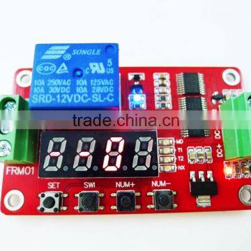 FRM02 DC 12V 24V delay on/off Cycle timer switch on/off self-locking Multifunction electric relay module red voltmeter display