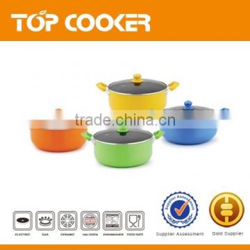 Colorful paint aluminum nonstick saucepot with lid