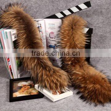 Wholesale Natural Raccoon Fur Hood Trim / Detachable Fur Collars / Fur Scarf photo-3