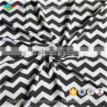 black and white spandex polyester wave print fabric in stock