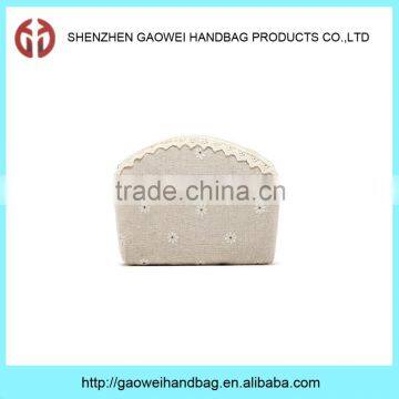 Wholesale newest high quality ramie cotton fabric and linen cosmetic bag GW786