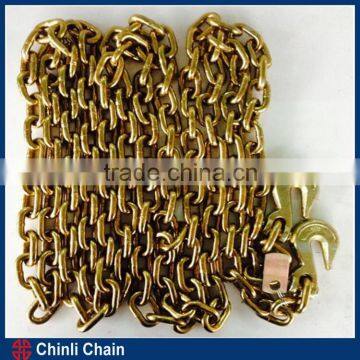 NACM96 Standard G70 Lashing Chains With Grab Hooks ,US Type Color Zinc Plated Steel Chains