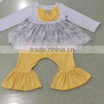 koya wholesale xmas snow white baby clothes 100% cotton fabric clothing set overseas christmas girls boutique clothes outfits