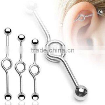Snow White Titanium Anodized Industrial Style Steel Barbell Cartilage Earring with Ball Ends Completely Customizable Post - Sele