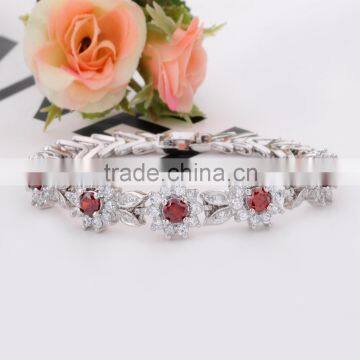 Wedding Jewelry 18 K Gold / White Gold Plated Inlay Red Zircon Cubic Bracelets photo-4