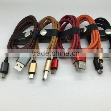 Factory New Pu Leather Fast Charging 2A Data Usb Cable for iphone 6s for Android