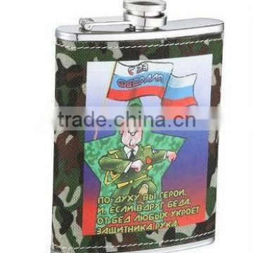 promotional gift water-transfered logo hip flask/Silver welding stainless steel hip flask/whisky flask/miniature wine bottle