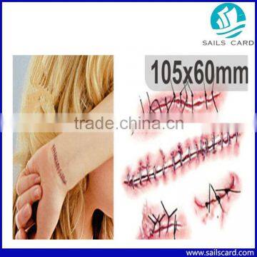 Waterproof Temporary Tattoo Sticker Halloween Terror Wound Realistic Blood Injury Scar Fake Tattoo Sticker photo-2