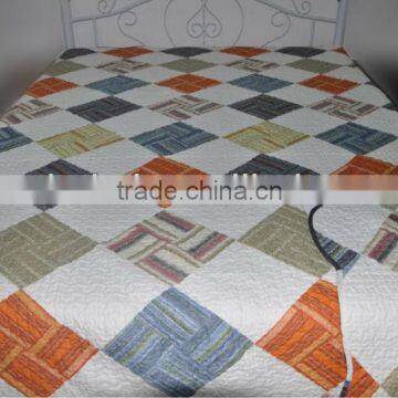 2015 popular fake patchwork printed quilt quilt set bedspread