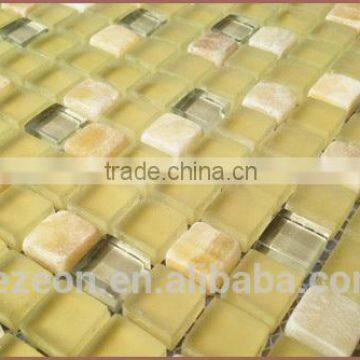 yellow crystal glass mosaic tile, factory bathroom glass tile