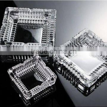 Round and square Office glassware cigar ashtray glass ashtray heavy leaves engraved colors