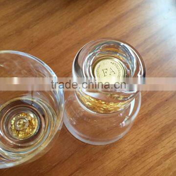 3D Gold Foil Filled on the Bottom Sake Custom Shiny Clear Glass Small Cups photo-5