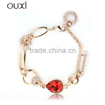 ouxi fashion rhinestone gold bracelets with Austria Crystal 30088