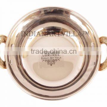 IndianArtVilla High Quality Steel Copper Serving Kadhai Kadai Karahi Wok 350 ML - Serving Indian Food Home Hotel Restaurant