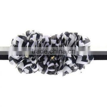 Chevron Shabby Chic Flower Headband Pear Rhinestone Lace Flower Hairband Little Girls Hair Bands photo-5