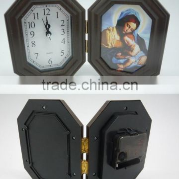 Desk photo frame clock