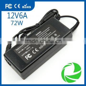 12v ac power adapter lcd led 72W 5.5*2.5mm 12V 6A power adapter