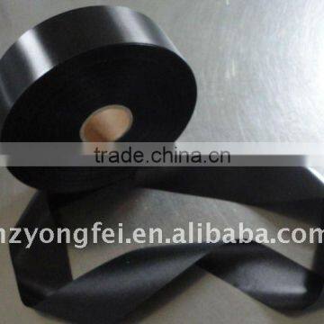 Black polyester satin ribbon/ printed label