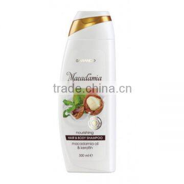 Hair and Body Shampoo Macadamia Oil and Keratin - 300ml. Paraben Free.Made in EU. Private Label