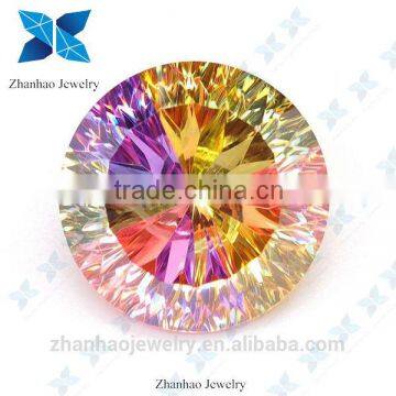 fashion round cutting multicolor round crystal stones loose cubic zirconia stone