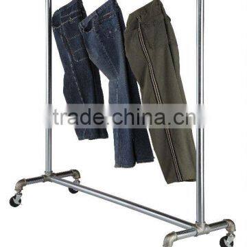 Rolling pipe display rack/ Store fixture garment rack