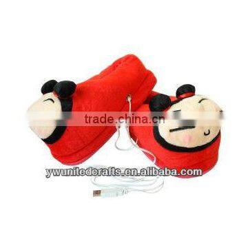 New Production Animal Shaped Cotton USB Warn Indoor Plush Slippler