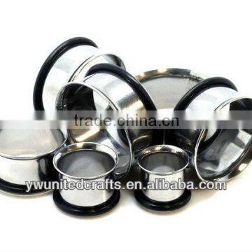 PAIR Single Flare Steel Ear Plugs Tunnels 12g - 2" Inch Gauge