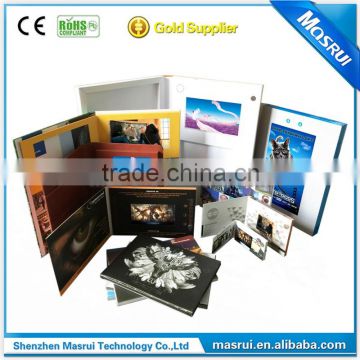 2016 new arrive Hard cover paper card ring binder video brochure , ring binder video folder with 10" lcd screen