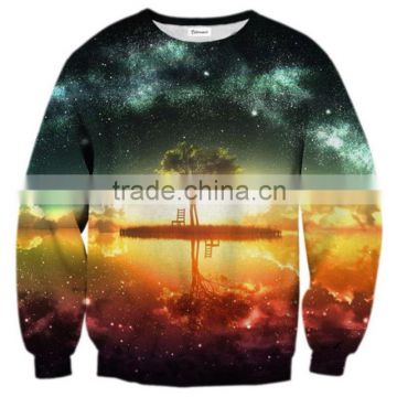 Women Tree 3D Print O Neck Hoodies Sweater